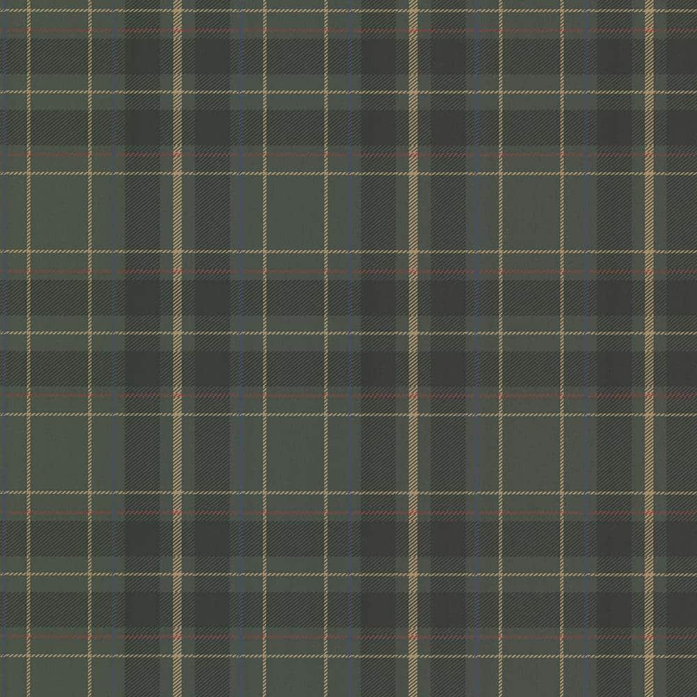Beacon House Caledonia Dark Green Plaid Unpasted Non Woven Wallpaper, 20.5-in by 33-ft, 56.4 sq. ft.