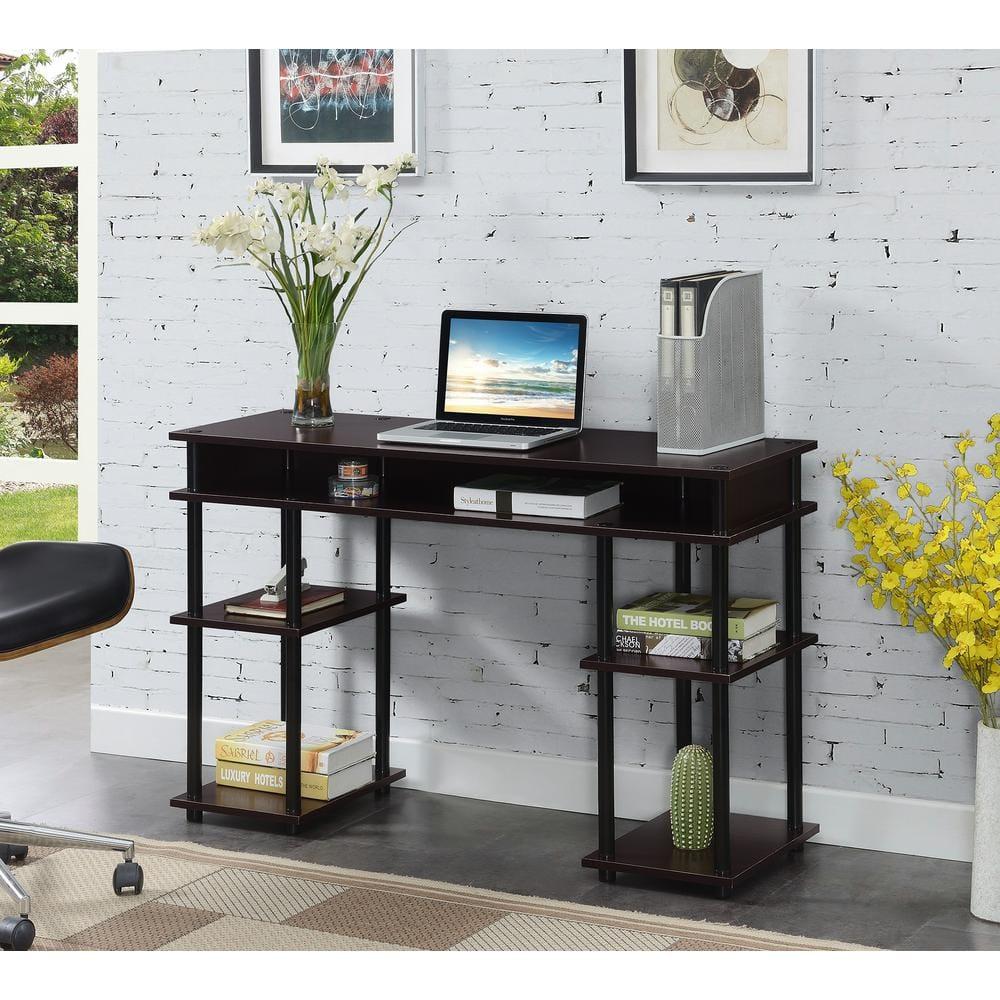 Convenience Concepts Designs2Go 30 inches Tall No Tools Student Desk with Shelves, Espresso/Black