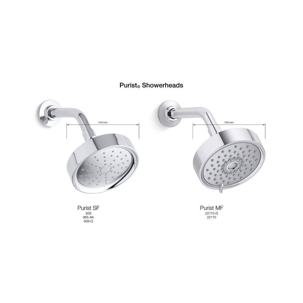 Kohler Purist 2.5 Gpm Multifunction Wall Mount Showerhead, Three Spray Settings, 5.5" High Pressure Spray Head