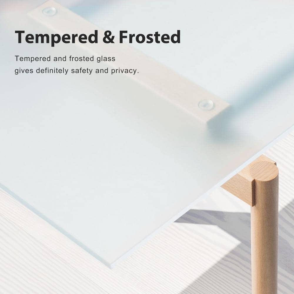 EASELIFE Frosted Glass And Solid Manufactured Wood Bi-Fold Door With Installation Hardware Kit