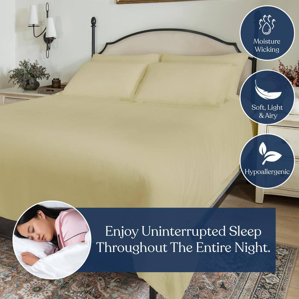 Delara GOTS Certified 100% Organic Cotton Duvet Cover Set 400TC, Ultra Soft, Silky, Moisture-Wicking, Smooth & Breathable, Duvet for Hot Sleepers with 8 Internal Ties