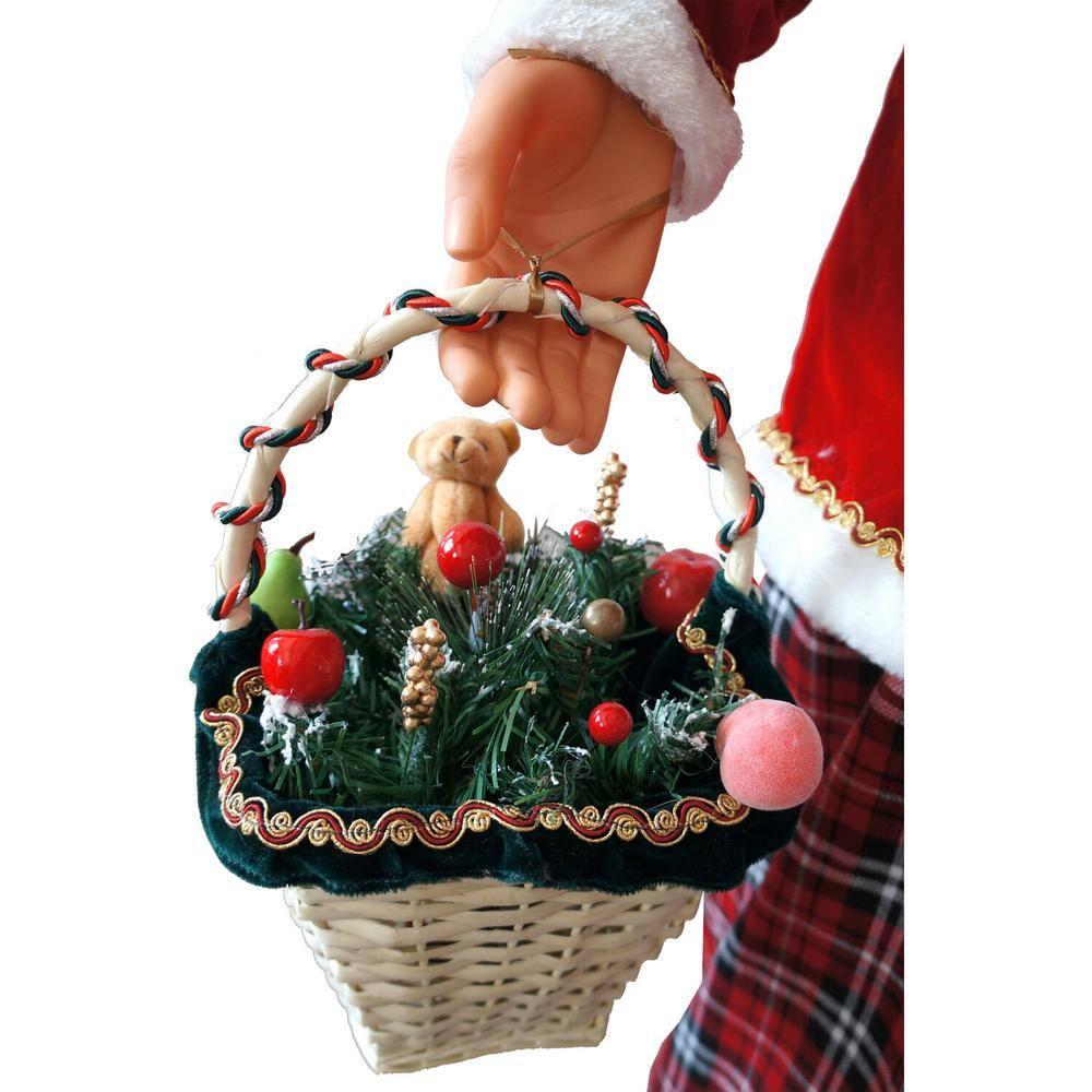 Christmas Time 58-In. Dancing Mrs. Claus with Tartan Skirt and Gift Basket | Animated Indoor Christmas Holiday Home Decor | CT-AMC058M-13RED