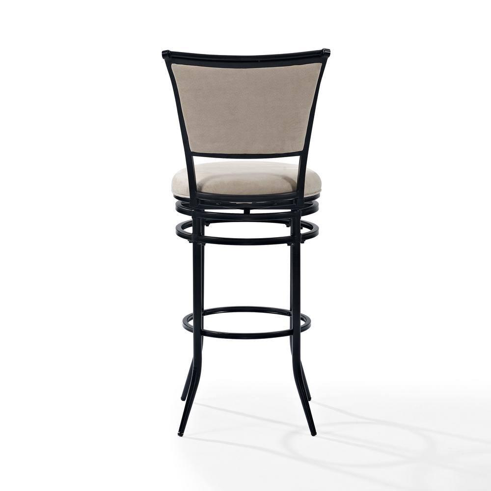 Rachel Swivel Barstool Black with Cushion White - Crosley: Metal Frame, Padded Back, 30" Fixed Height