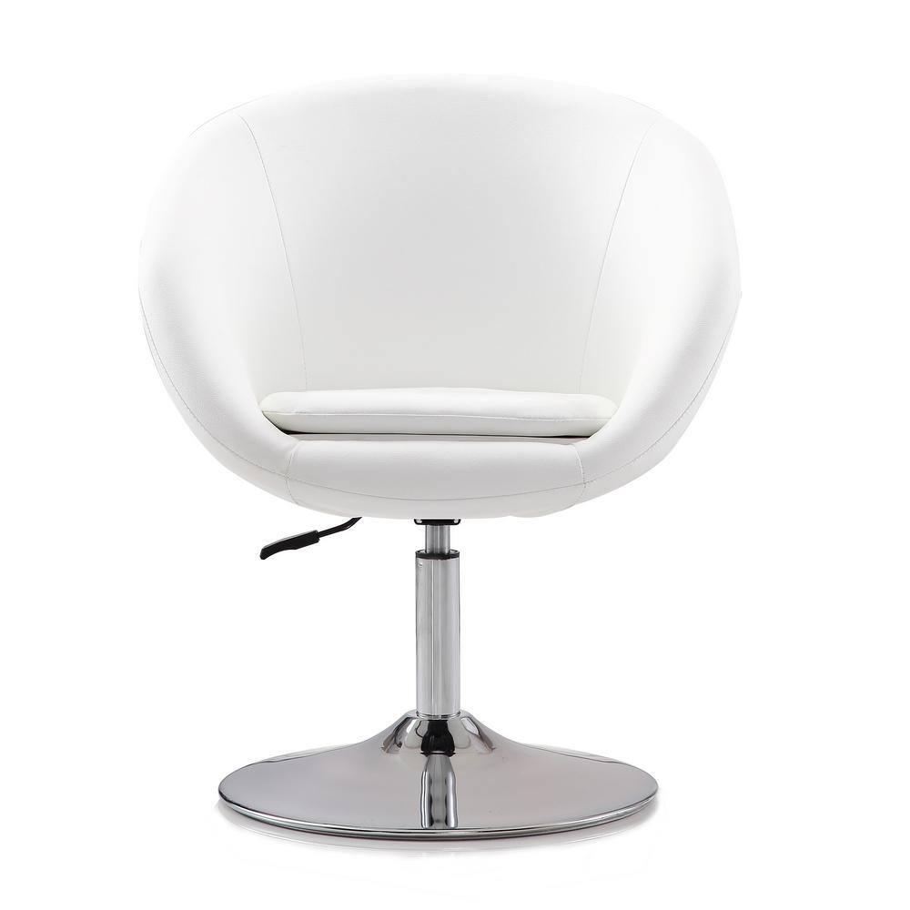 Faux Leather Swivel Barrel Chair