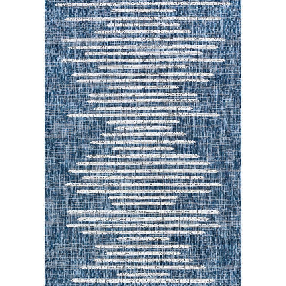 Grundy Berber Stripe Geometric Blue/Ivory Indoor/Outdoor Rug