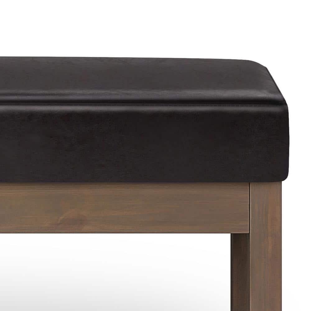Simpli Home Milltown Ottoman Bench with Upholstered Seat and Solid Wood Frame
