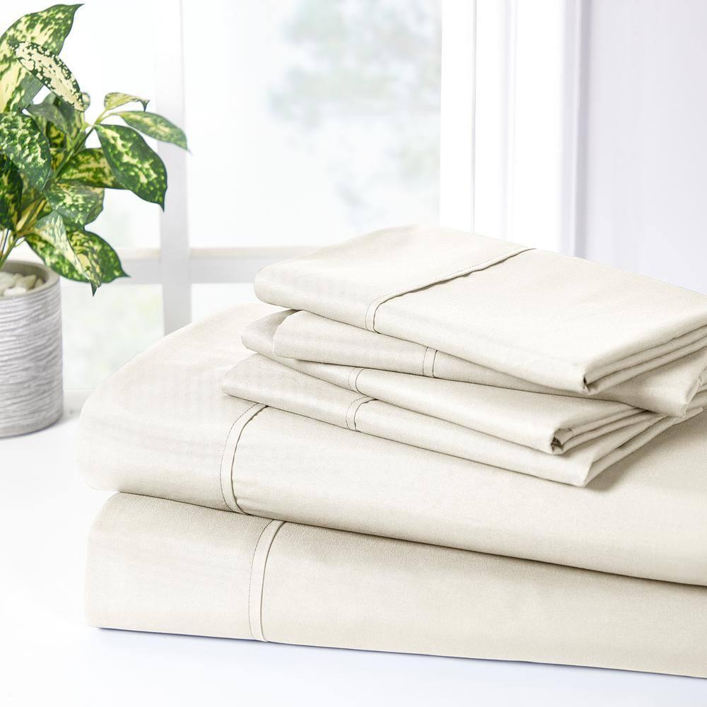 Bed Bath Fashions Bibb Home 2000 Count 6-Piece Rayon From Bamboo Sheet Set with Snug Grip