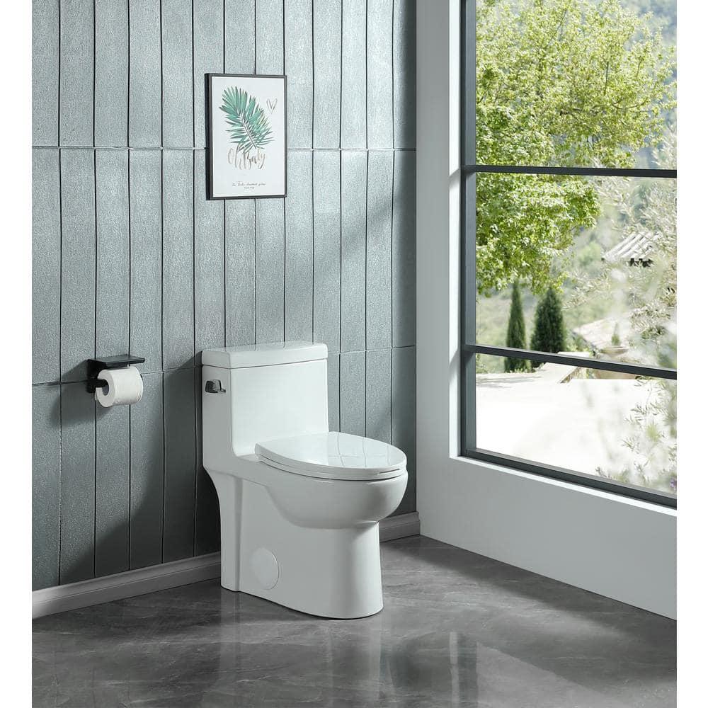 ABRUZZO 1.28 GPF Elongated Comfort Height One-Piece Toilet Floor Mounted (Seat Included), White