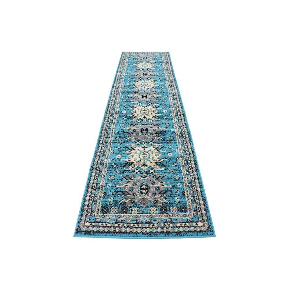 Unique Loom 2' 7 x 10' 0 Runner Turquoise Taftan Oasis Area Rug
