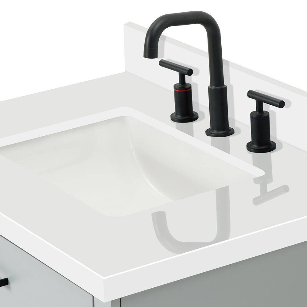 Thornaby 30'' Solid Wood Single Bathroom Vanity with 1.5'' White Quartz Top, Oval Sink