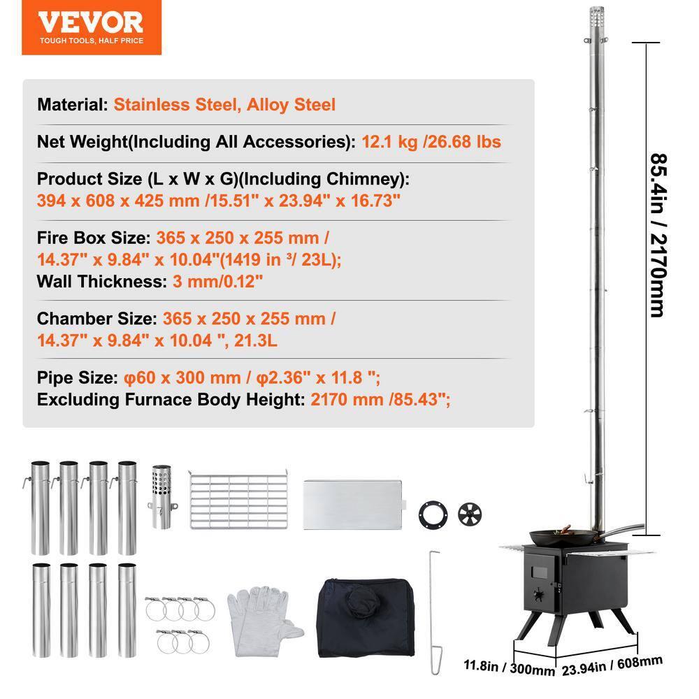 VEVOR Wood Push and turn Steel Outdoor burner