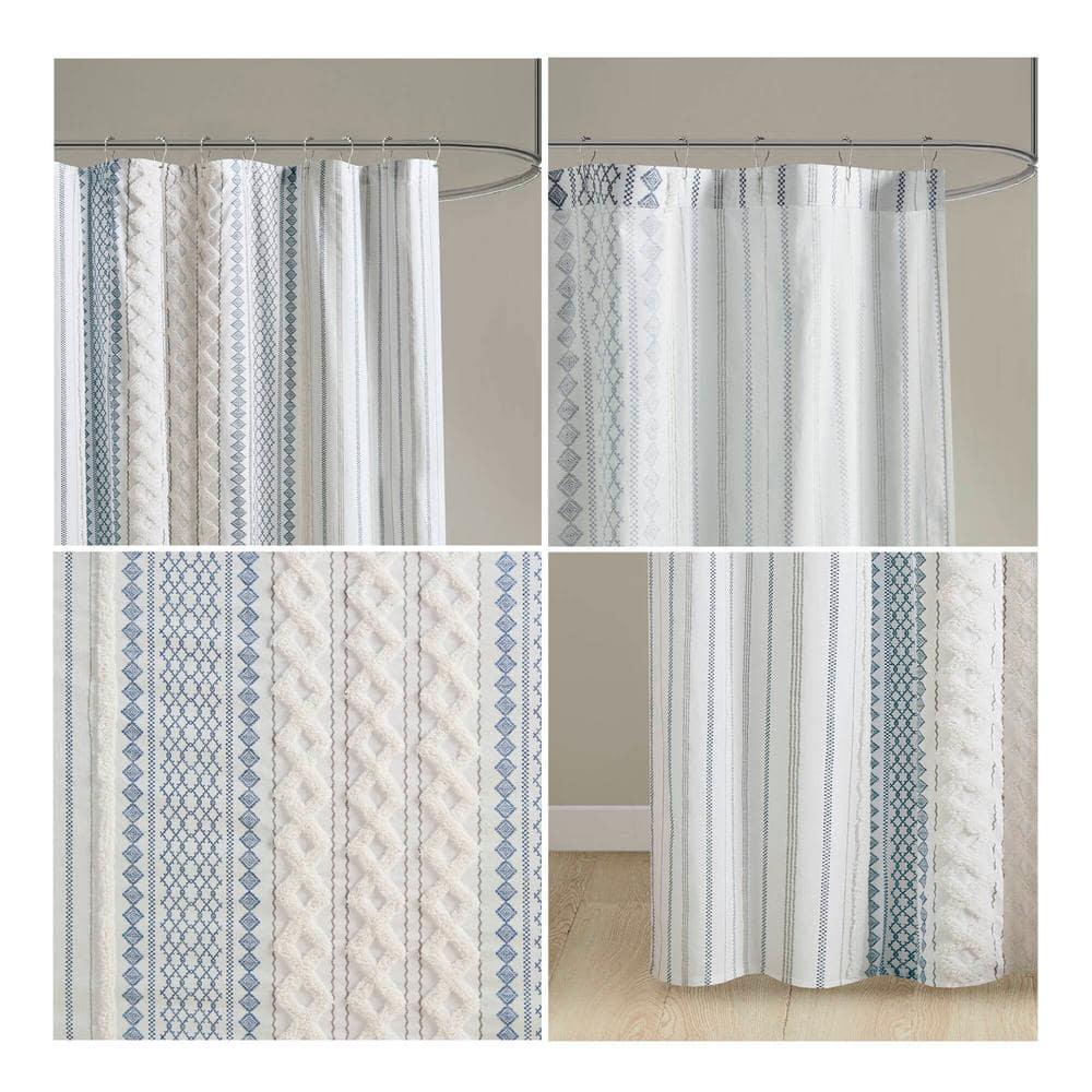 INK+IVY Imani 100% Cotton Printed Shower Curtain with Chenille