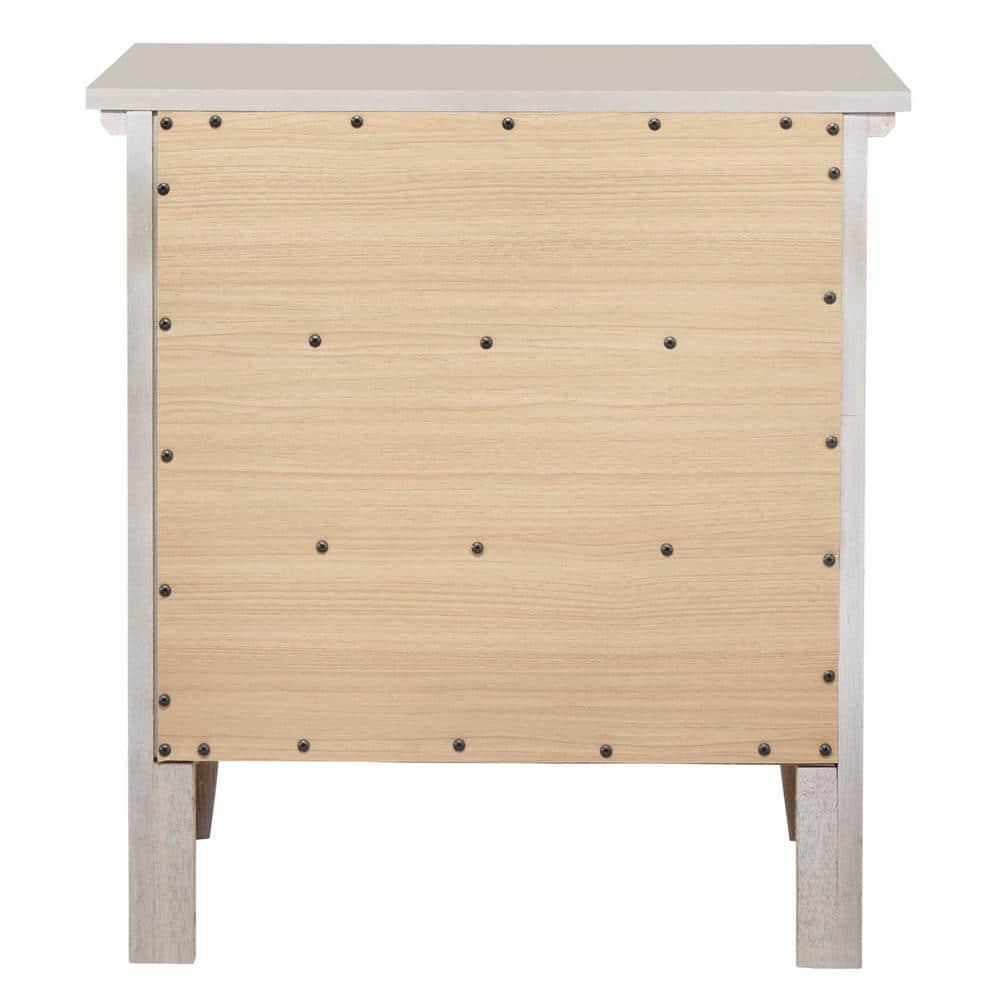 Passion Furniture Hammond 3-Drawer Silver Champagne Nightstand (26 in. H x 24 in. W x 18 in. D)