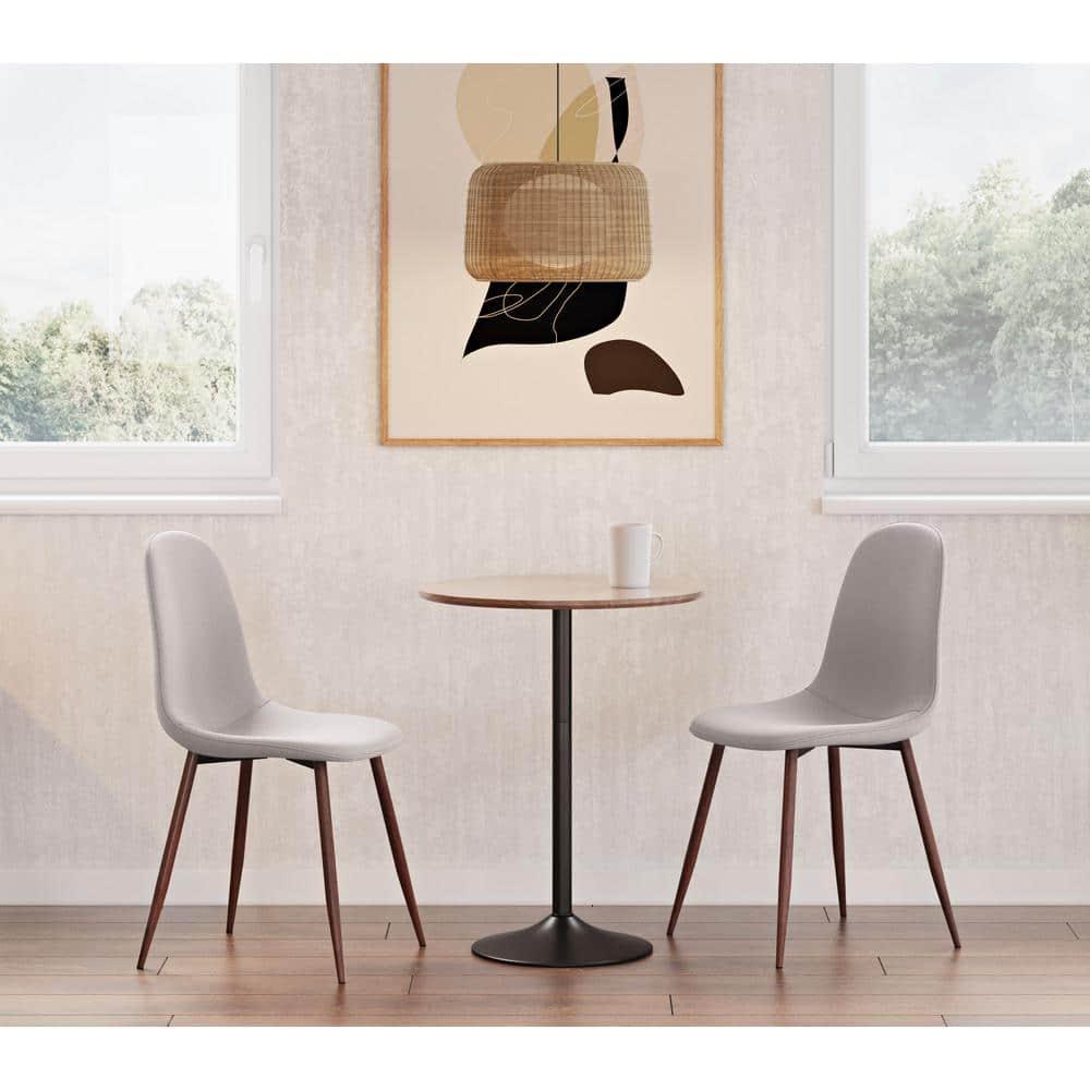 Set of 2 Pebble Mid-Century Modern Dining Accent Chairs Walnut/Light Gray: Upholstered Metal Frame - LumiSource