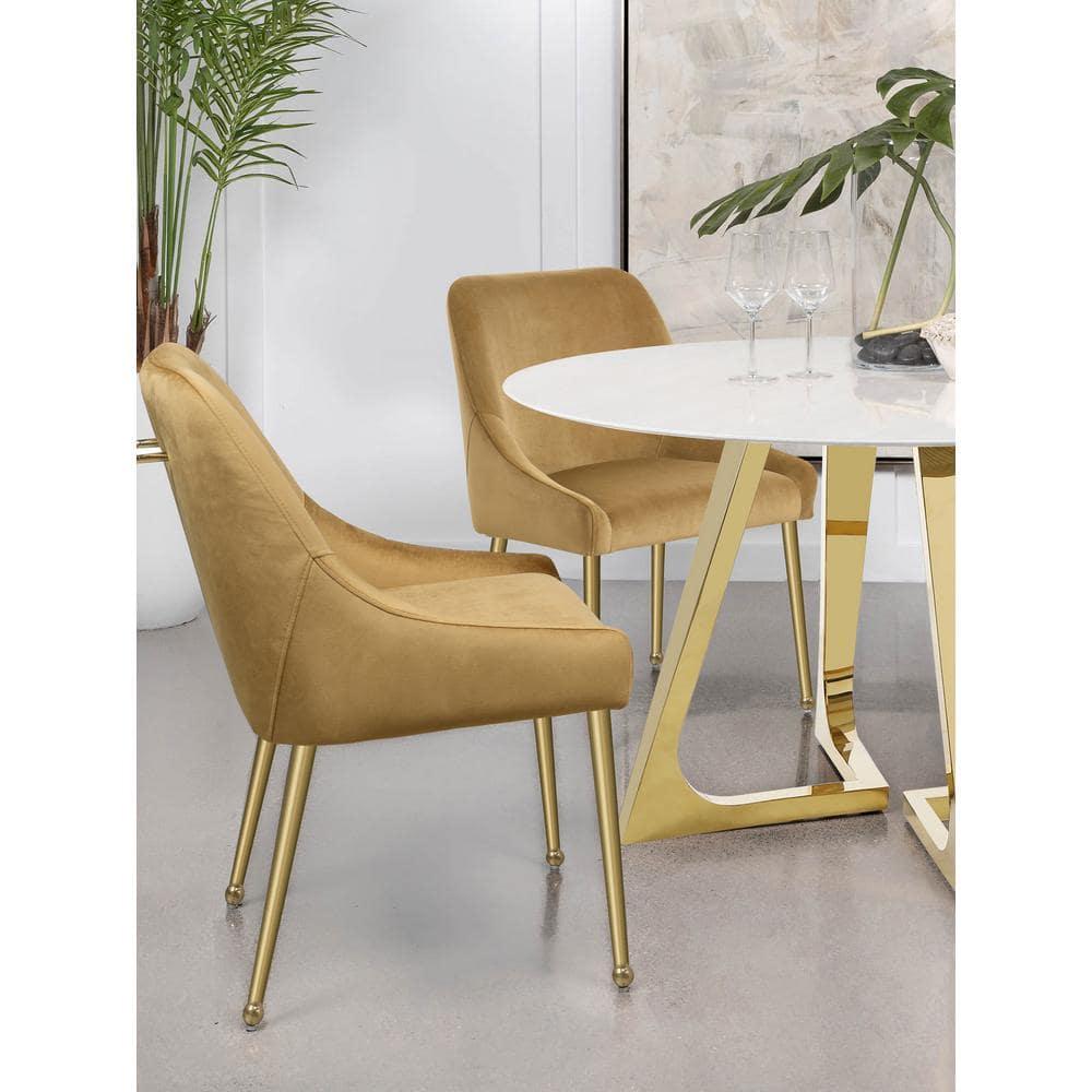 Coaster Mayette Velvet Parsons Wingback Dining Side Chair in Brown