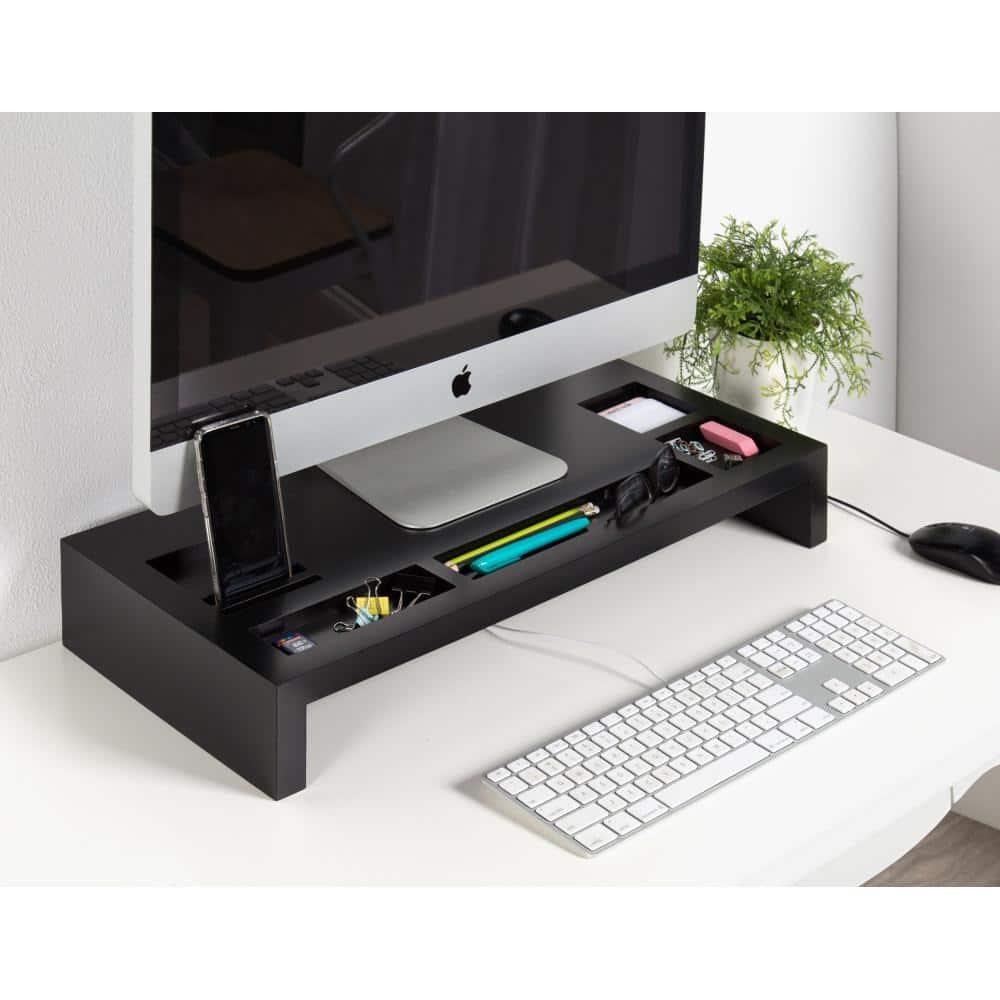 Kate and Laurel Briggs Rectangle MDF Computer Stand, 26x12x4, Black
