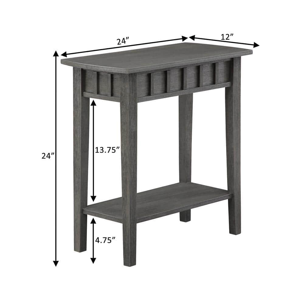 Dennis End Table with Shelf Wirebrush Dark Gray