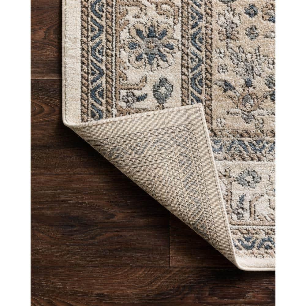 Ivory and Oatmeal Rectangular Synthetic Reversible Rug
