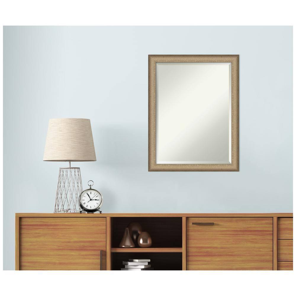 21" x 27" Elegant Brushed Framed Bathroom Vanity Wall Mirror Bronze - Amanti Art: Satin Finish, Polystyrene Frame, Wall Mounted