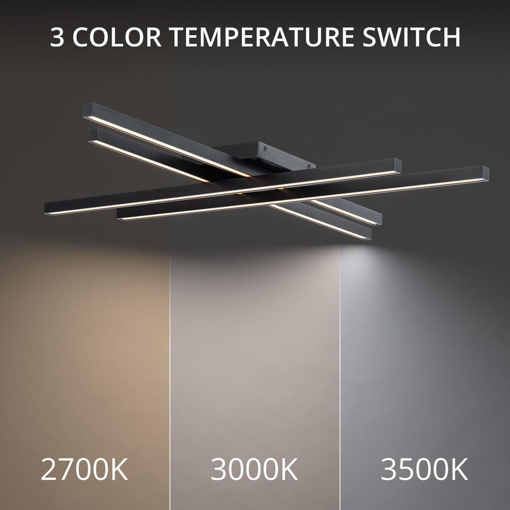 WAC Lighting Parallax 32" LED 3-CCT 3000K Modern Aluminum Flush Mount in Black