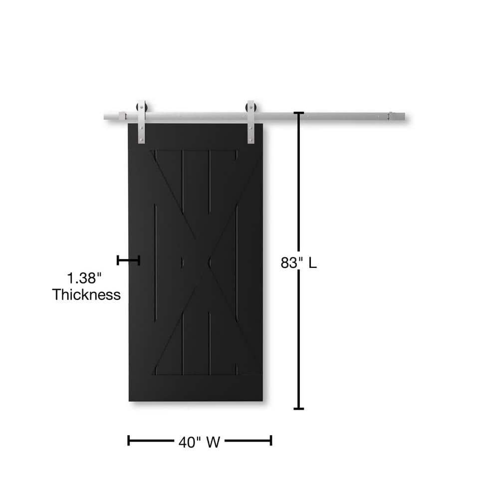 Urban Woodcraft 40'' x 83'' Solid Wood Paneled Painted with Installation Hardware Kit Barn Door