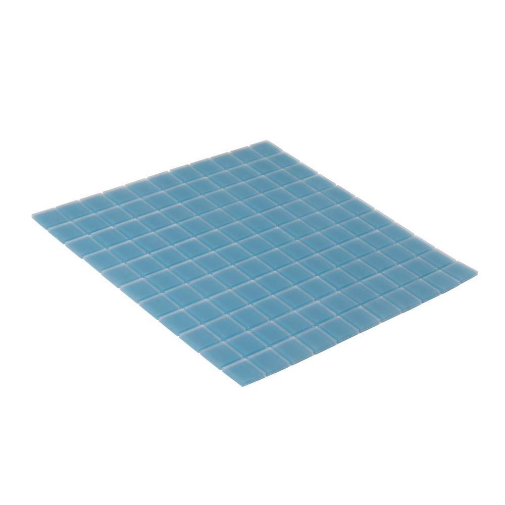 10 pack Cerulean Blue 11.8 in. x 11.8 in. 1X1 Matte Finished Glass Mosaic Floor and Wall Tile (9.67 Sq. ft./Case)