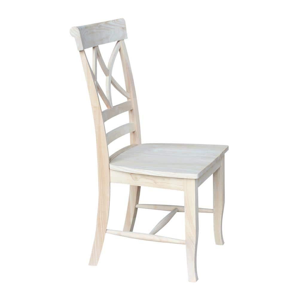 Set of 2 Lacy Dining Chair - Unfinished - International Concepts: Solid Wood, Parawood, Armless
