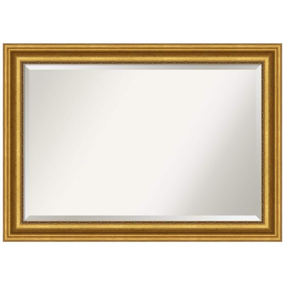 42"x30" Non-Beveled Parlor Gold Wall Mirror - Amanti Art: Modern Rectangle, Polystyrene Frame