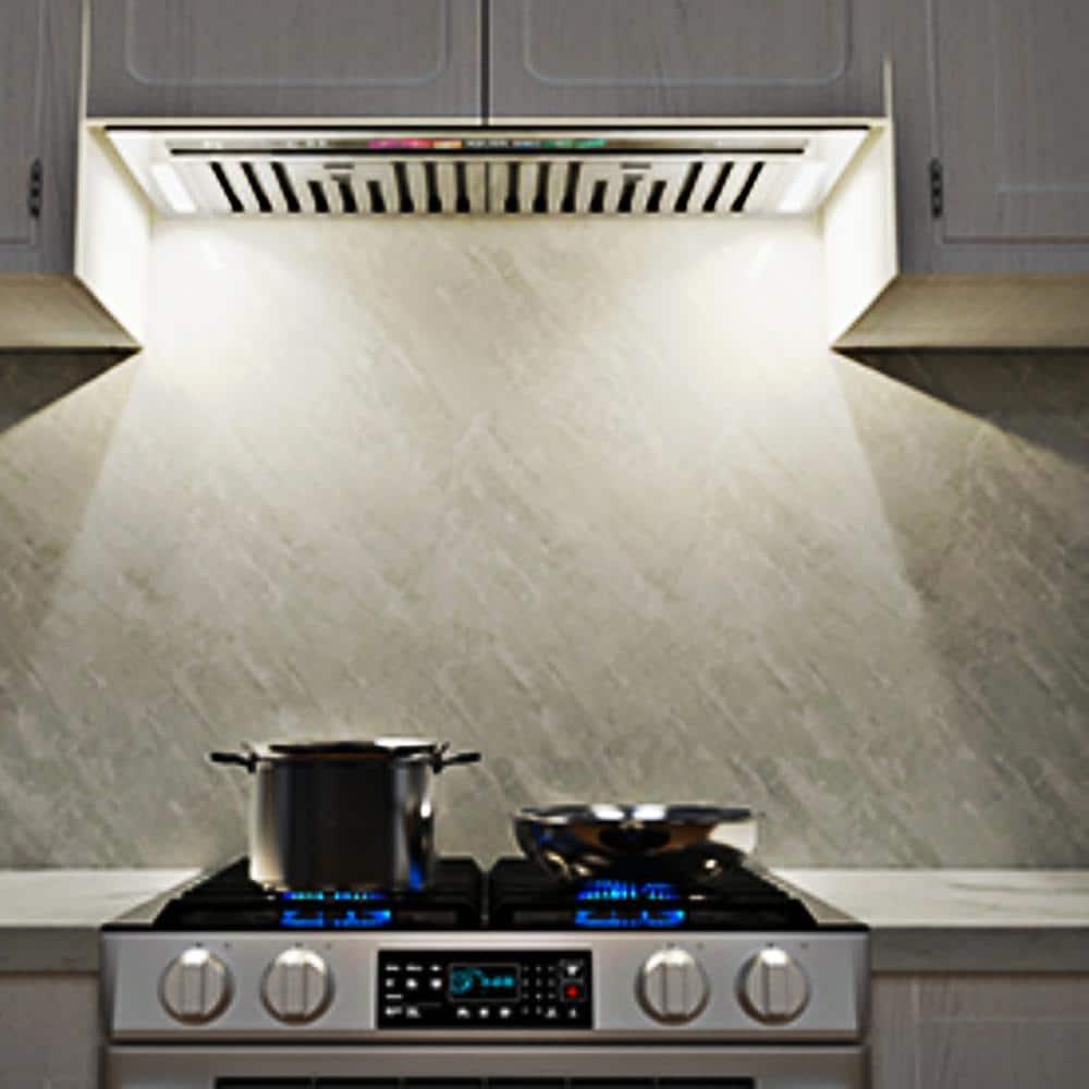 36 in. 900 CFM Convertible Insert Range Hood Stainless Steel with Charcoal Filter Voice/Gesture/Touch Control