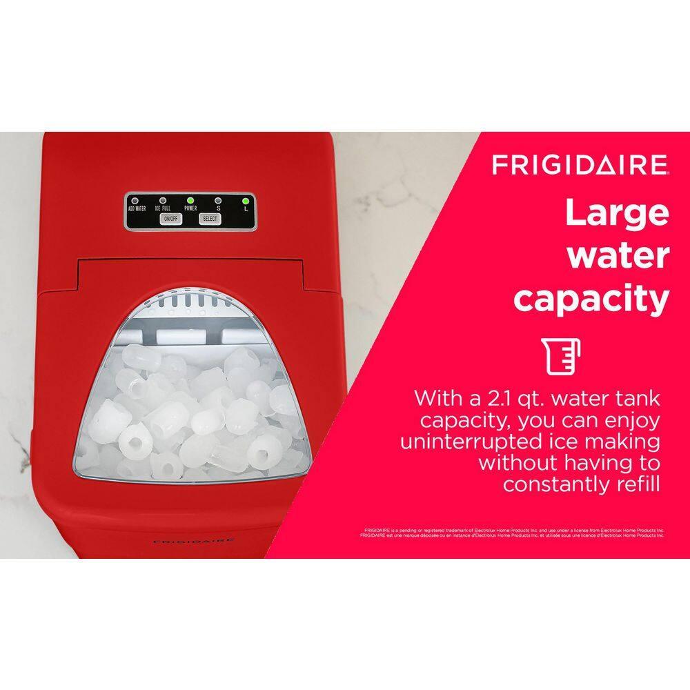Frigidaire Small Appliances Ice Maker with 26 lbs. Capacity Countertop Stainless Steel Ice Maker with Transparent Window