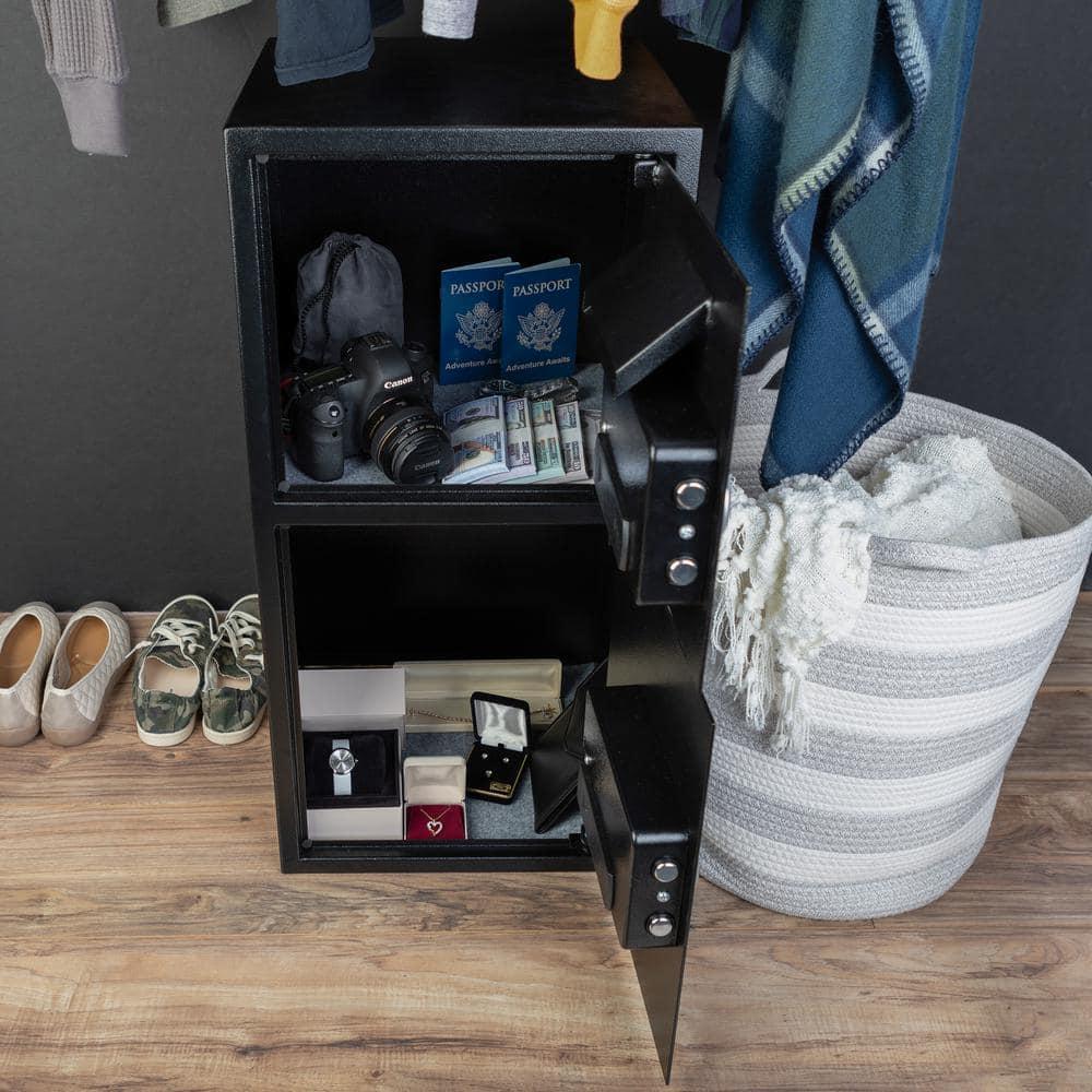 Black Steel Dual Compartment Electronic Safe Deposit Box