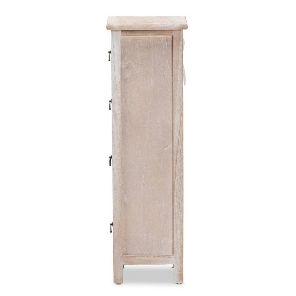 Baxton Studio Seanna Wood 4 Drawer Storage Unit Light Brown: Farmhouse Style Accent Cabinet, No Assembly Required