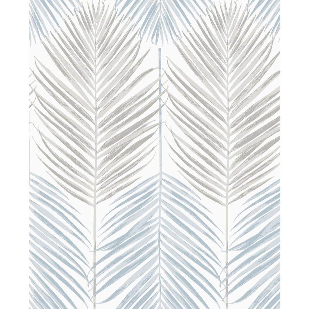 NextWall  Two Toned Palm Peel and Stick Wallpaper 20.5 in. W x 18 ft. L - Blue Mist & Daydream Grey
