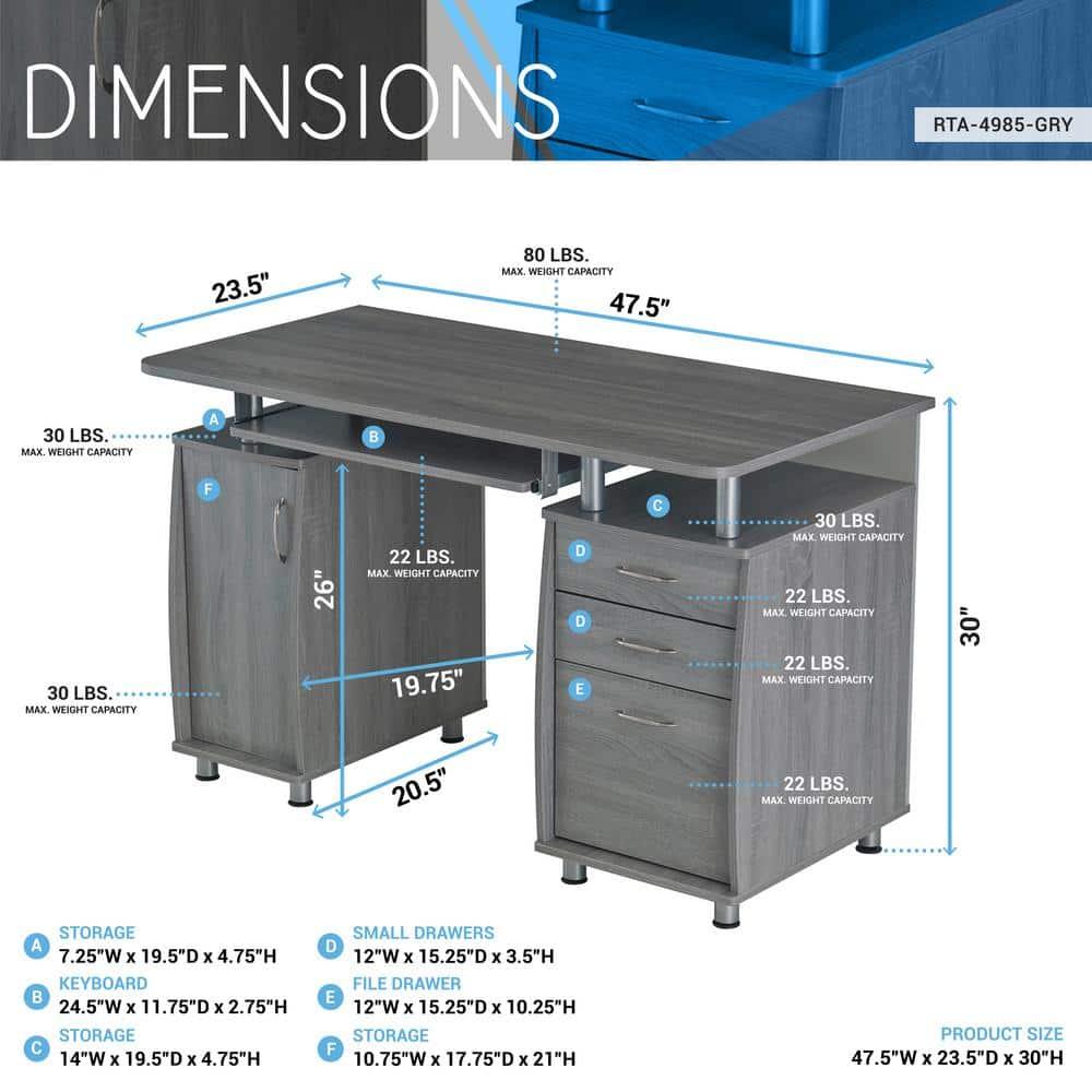 Complete Workstation Computer Desk with Storage, Keyboard Tray - Techni Mobili