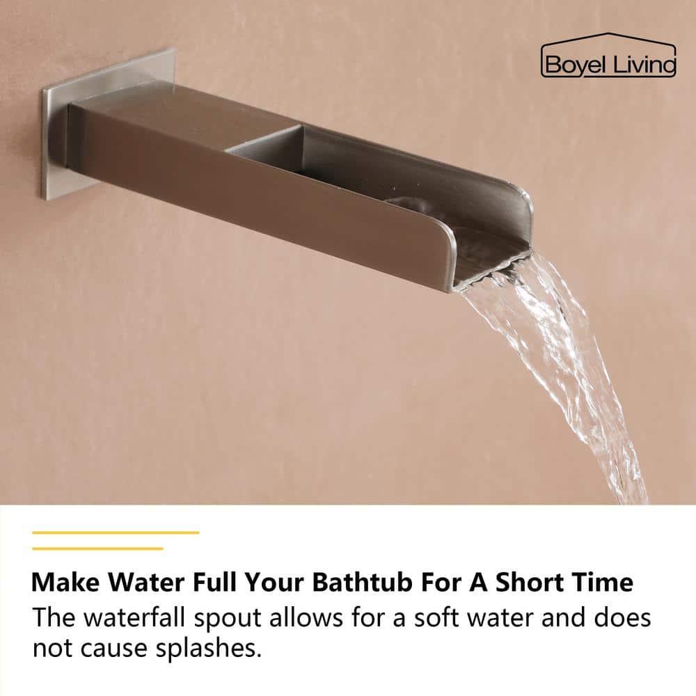 Boyel Living 10 In Wall Mounted Shower System 3-Function Rain Shower Head Shower Faucet Set with Handheld Spray Bathroom Waterfall Tub Spout Brushed Nickel