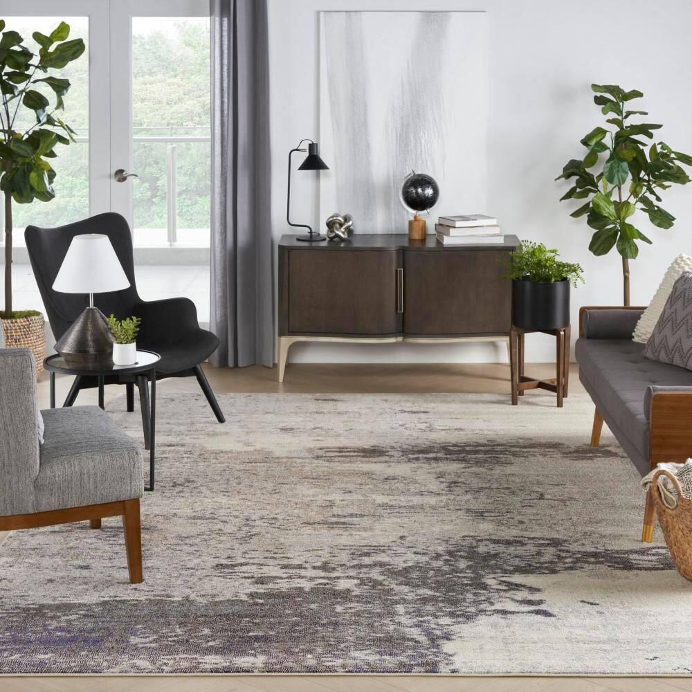Nourison Celestial CES02 Indoor only Area Rug - Ivory/Grey 10' x 14'