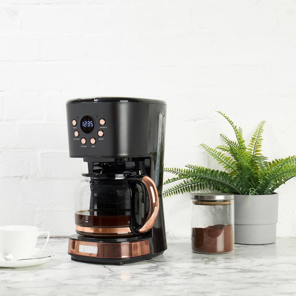 HADEN Black and Copper Programmable Drip Coffee Maker