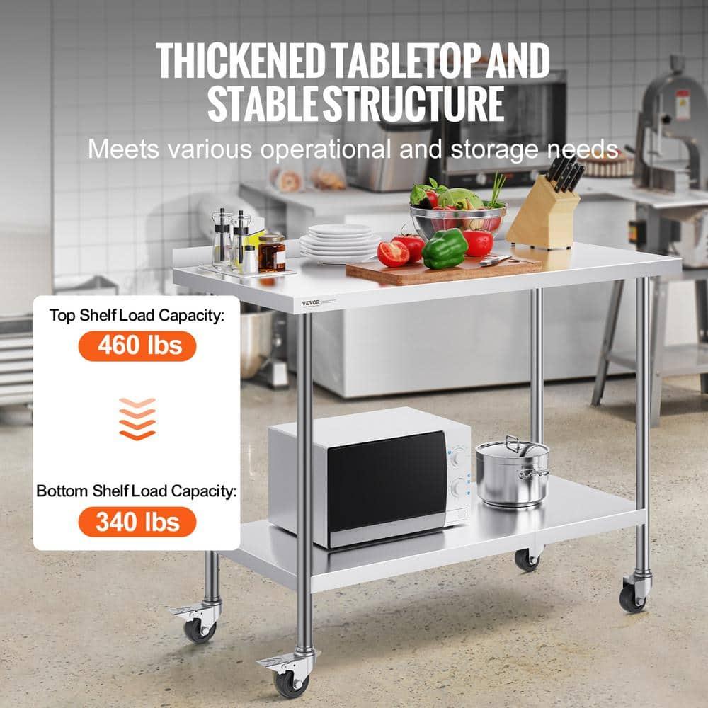 VEVOR VEVOR Stainless Steel 24'' W x 40'' H Adjustable Portable Work Table