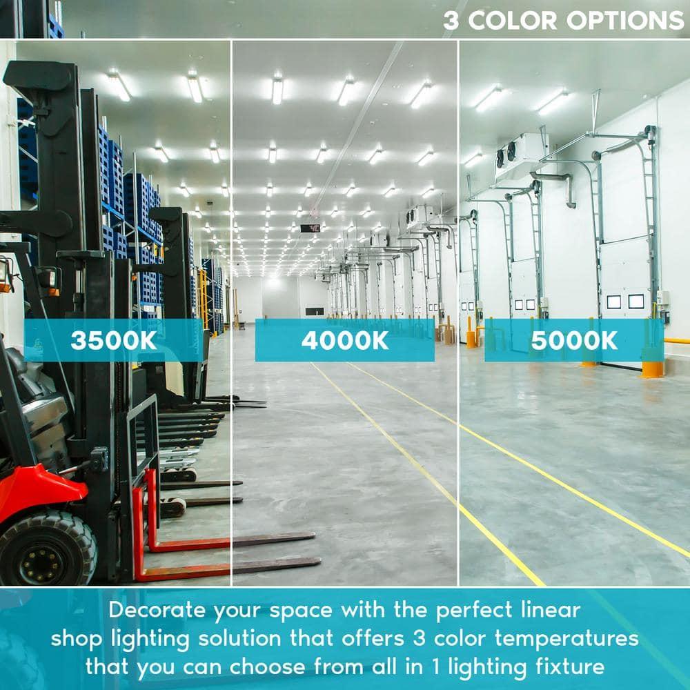 Luxrite 3FT Slim LED Shop Light, 25W, 3450 Lumens, 3 Color Selectable 3500K-5000K, 0-10V Dimmable, Damp Rated UL Listed