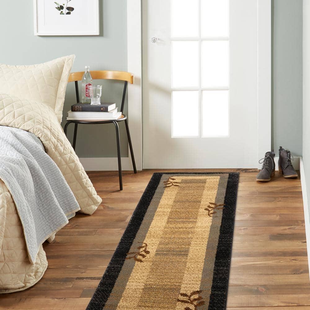Home Dynamix Royalty Clover Contemporary Geometric Border Runner Area Rug, Black/Blue, 1'9"x7'2"