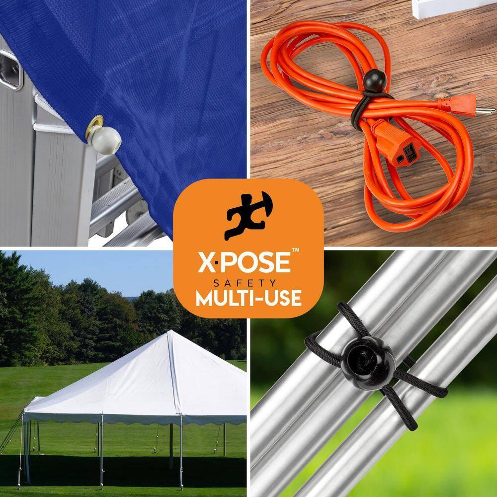 Xpose Safety Bungee Ball Cords 9" 10 Pack Heavy Duty Assorted Colors Stretch Rope with Ball Ties for Canopies, Tarps, Walls, Cable Organization