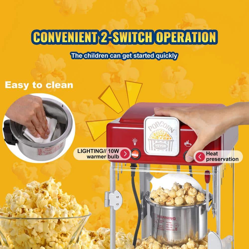 Stellweilan Tessberg Popcorn Popper Machine Tabletop Popcorn Maker 300W 2.5 Oz Red