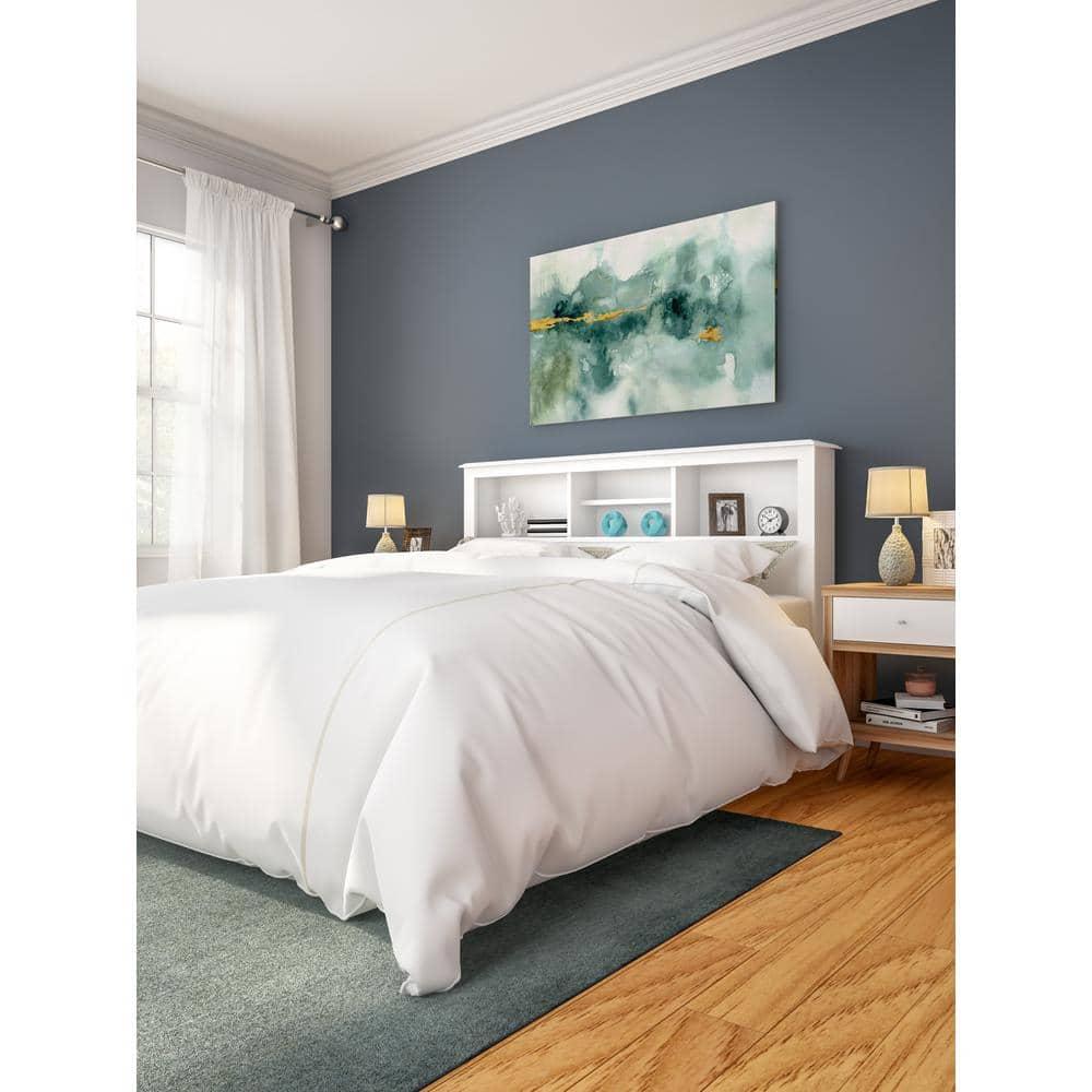 Prepac Monterey Headboard White (Full/Queen): Modern Storage Design, 3 Compartments, Adjustable Shelf