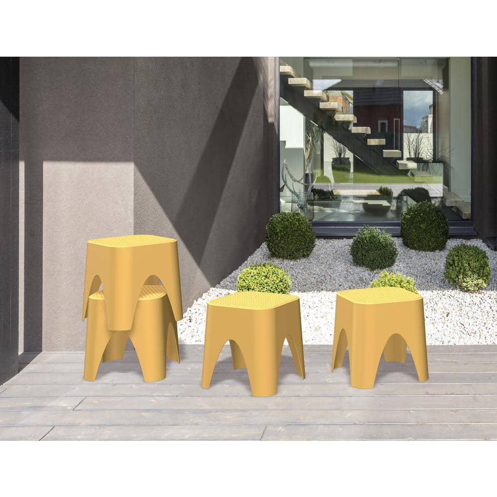 2pc Mallorca Stackable Rattan Top Side Table - Gold - Lagoon