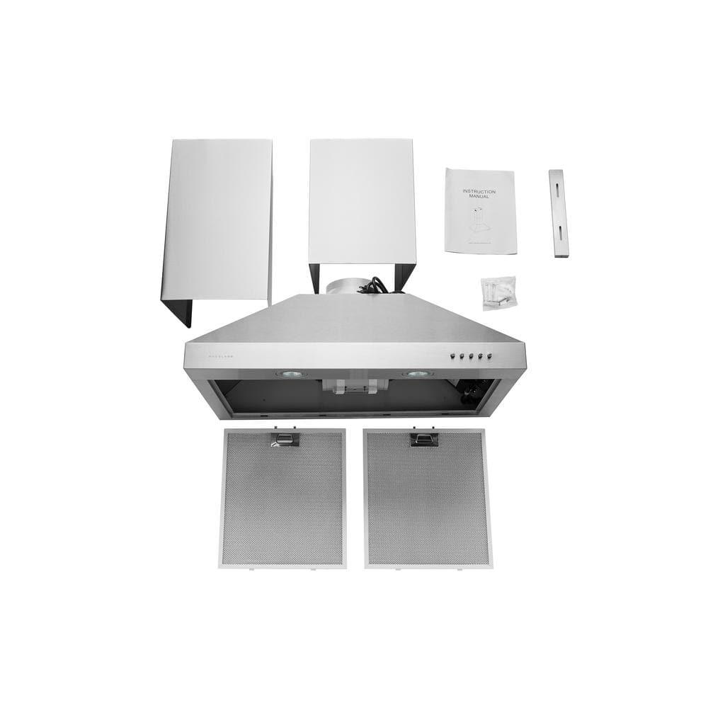 Hauslane Hauslane Wall Mount Range Hood 30 Inch | Wall Chimney | 6” Duct/Ductless Convertible, Strong Suction, Six-layer Aluminum Filters, Changeable LED Lamps, Stove Kitchen Vent Hood WM-530WHT-30B