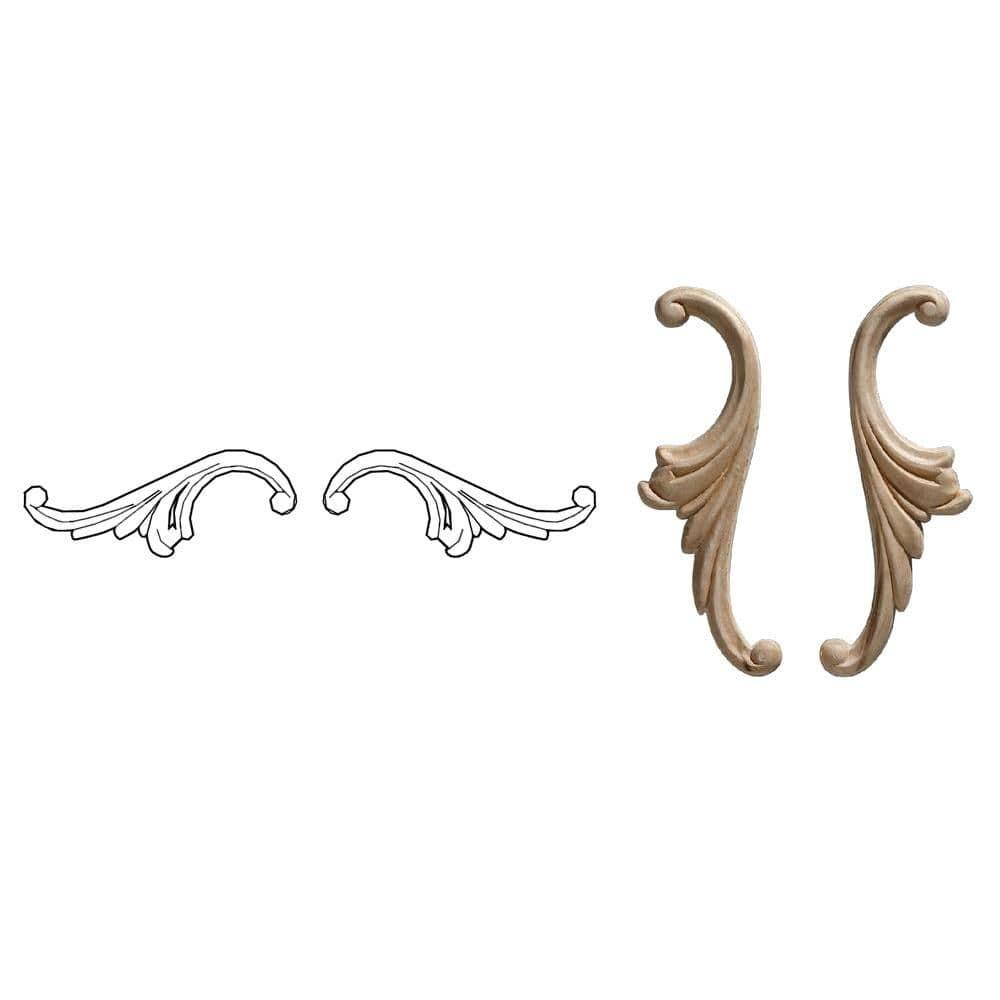 Ornamental Mouldings 1.75'' H x 5.25'' W x 0.22'' D Wood Onlay Scroll