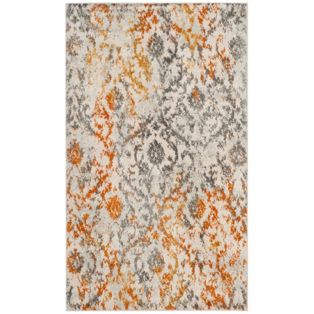 Madison MAD608 Power Loomed Accent Rug - Cream/Orange - 2'3"x4' - Safavieh.