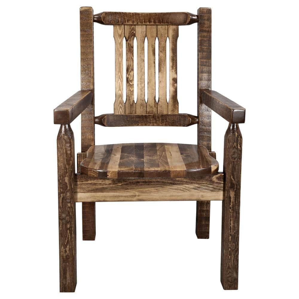 Homestead Collection Captain's Chair, Stain & Clear Lacquer Finish w/ Ergonomic Wooden Seat