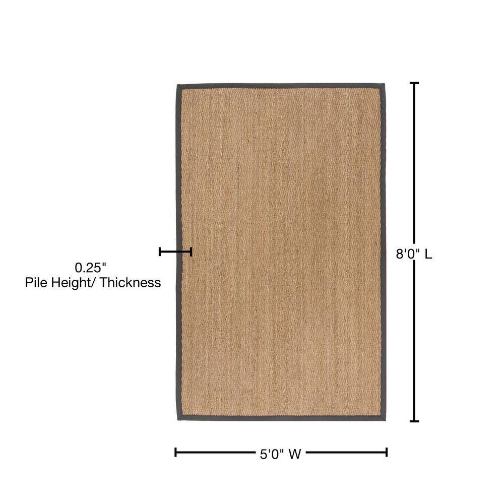 Natural Fiber NF115 Power Loomed Indoor Area Rug - Natural/Dark Grey - 5'x8' - Safavieh