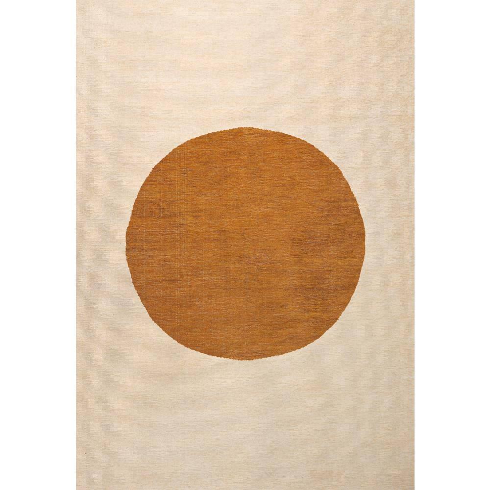 9' x 12' Cirkel Minimalist Geometric Dot Machine-Washable Area Rug, Cream/Rust - JONATHAN Y